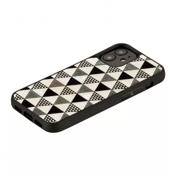 Protective phone case iKins for Apple iPhone 12 mini, pyramid texture, black