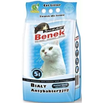 Clumping cat litter super benek Certech Super Benek White Antibacterial 5 L — bentonite granules, fast-absorbing, odor elimination