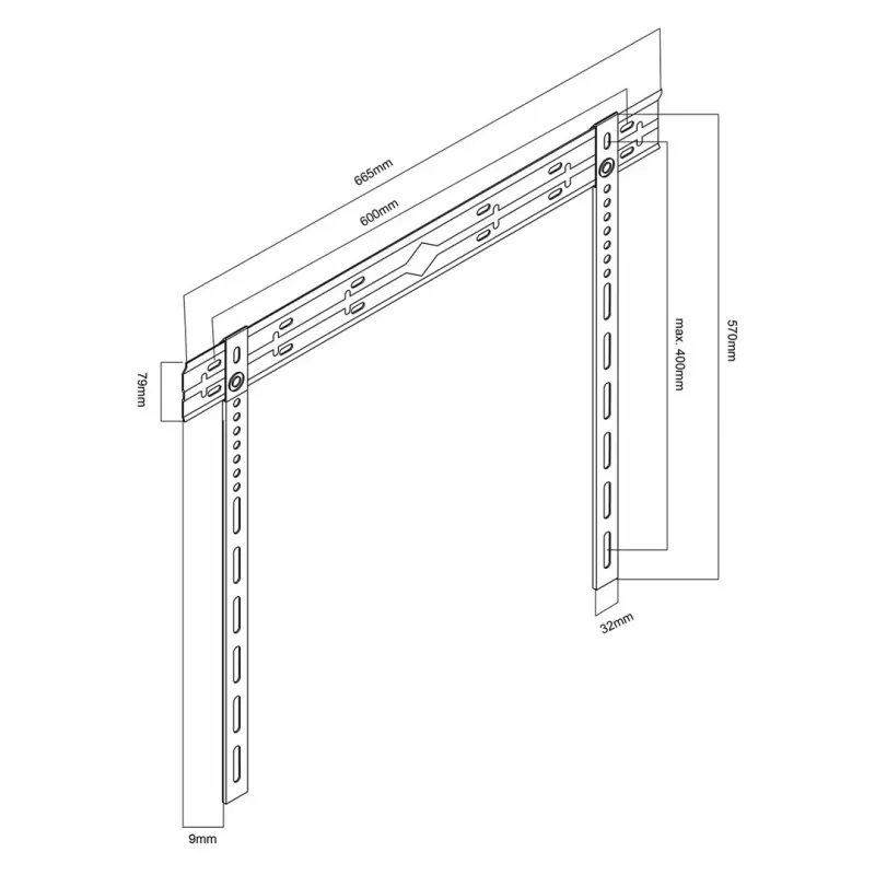 Wall TV mount MACLEAN MC-123 extra slim, VESA 400x400 mm, for flat-panel TVs up to 80 kg