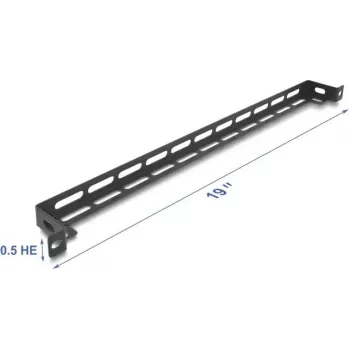 Mounting kit DELOCK 67461 Black metal — rack L-form panel, 19 inch 0.5U, 50 mm with cable-tie fixation