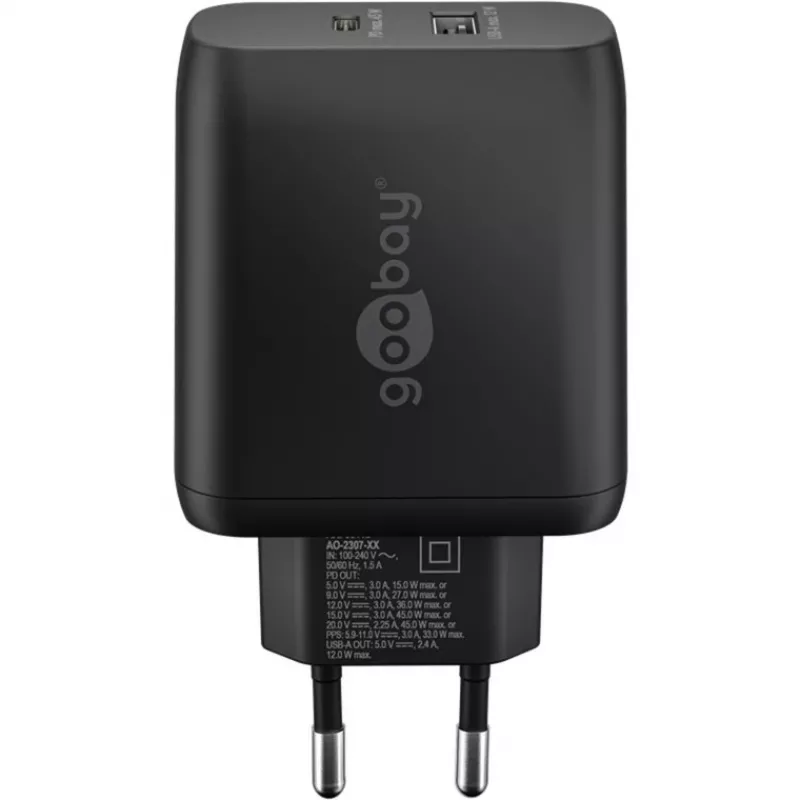 Goobay 65411 Charger for Mobile Devices Headphones - Smartphone - Tablet Black AC Fast Charging Indoor (65411)