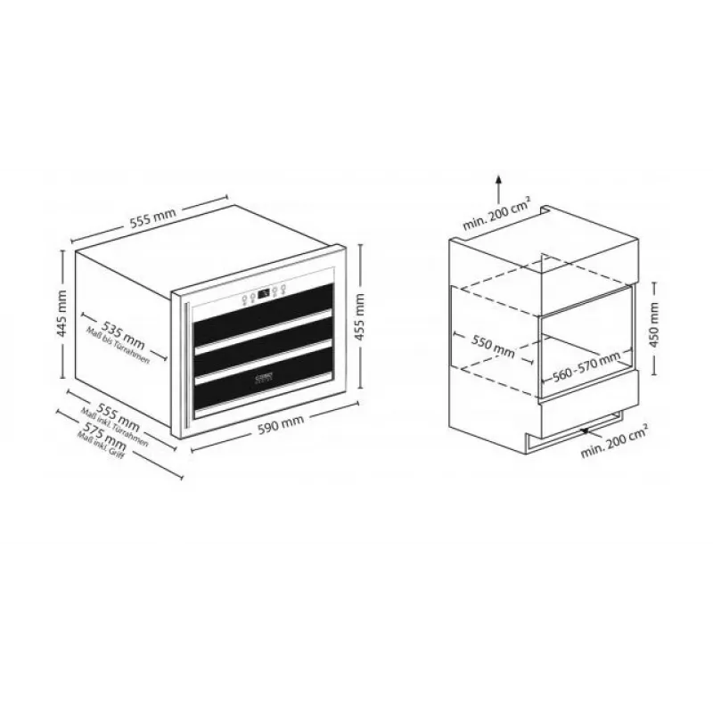 Wine Cooler Caso WineSafe 18 EB Black Compressor 18 bottle(s)
