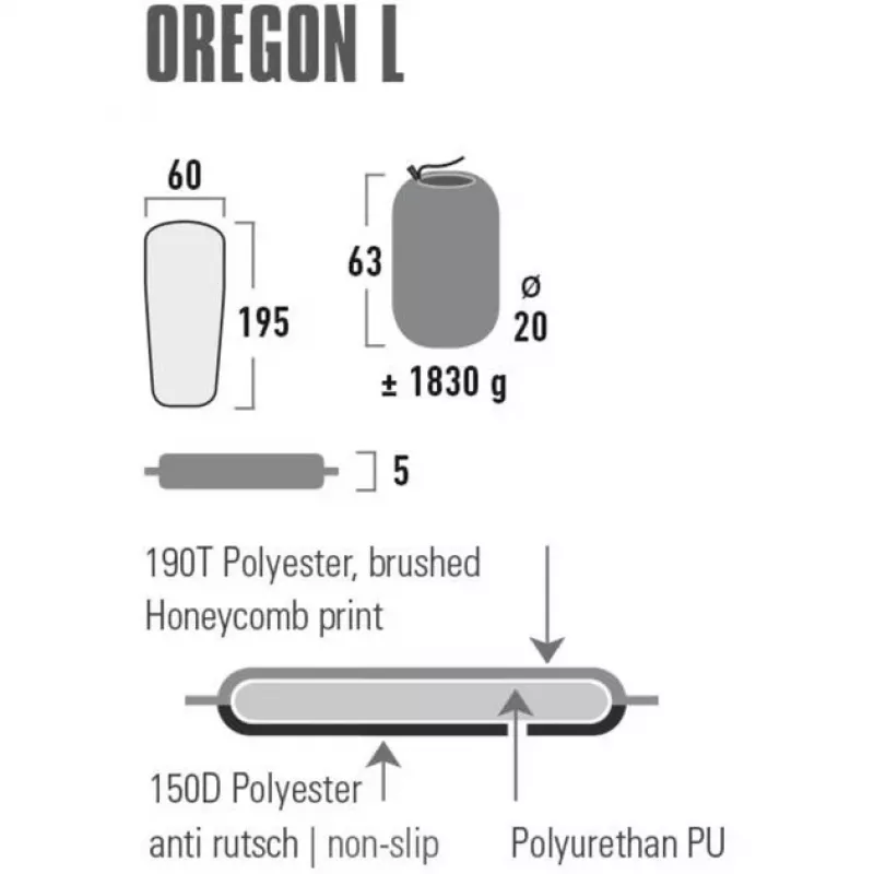 Oregon L 41125, camping mat citronella/Grey