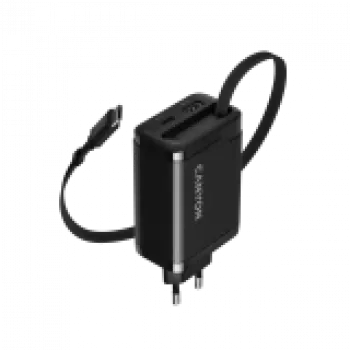 Charger CANYON OnCharge 65RC with built-in USB-C cable, 65W, 1x PD, 1x QC, EU plug, Black