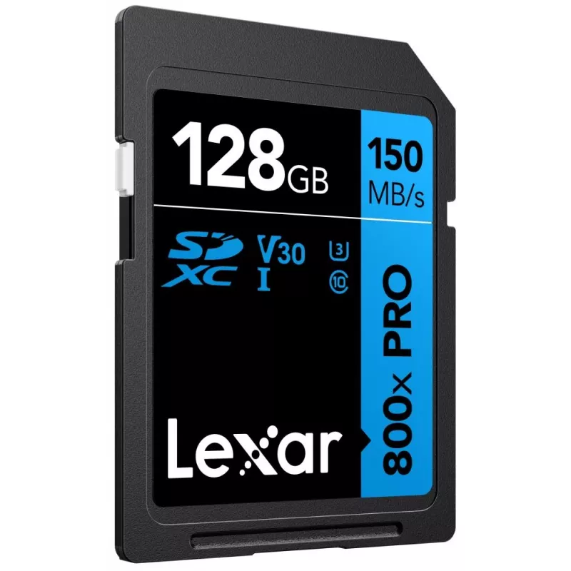SDXC memory card Lexar 128GB UHS-I 800xPRO Class 10 U3 V30 — 150 MB/s read, 45 MB/s write, black