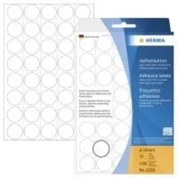 HERMA - permanent adhesive labels - White - 19 mm Round 1280 label(s) (32 Sheets x 40) (2250)