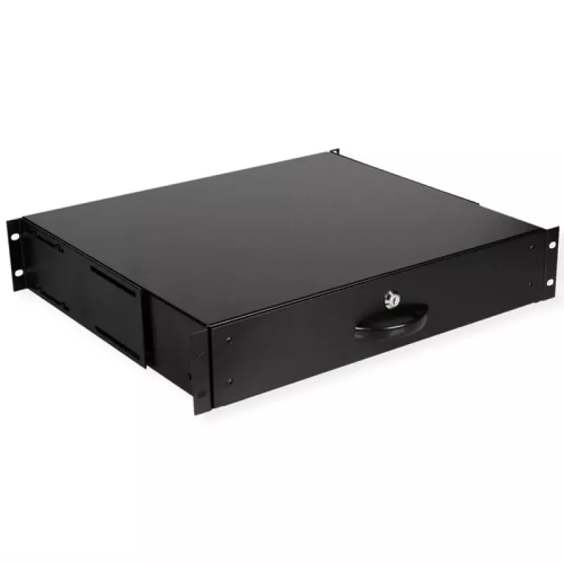 19-inch ROLINE 2U Lockable Rack Mount Drawer, ABS Plastic, 2 HE