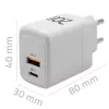 GaN Charger QOLTEC 51823 20W USB power adapter, 5V/20V output