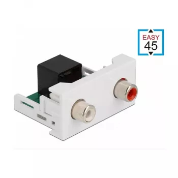 DeLOCK Easy 45 Module 2 x RCA female to RJ45 female port 22.5 x 45 mm