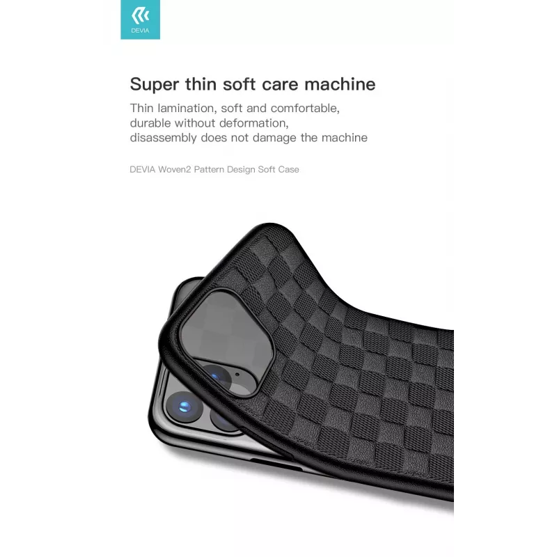 Soft case Devia Woven2 for iPhone 11 Pro Max — red patterned textile finish