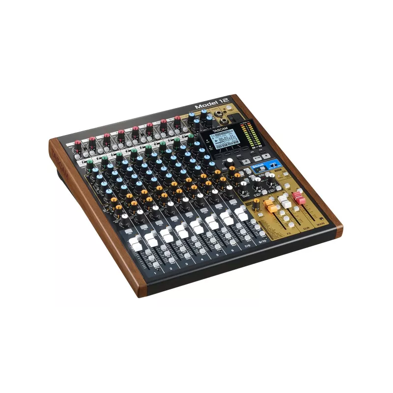 Mixer Tascam Model 12 — 12‑channel analog/digital mixer, 24‑bit, 48 kHz, USB‑C, SD card, Bluetooth 5.0