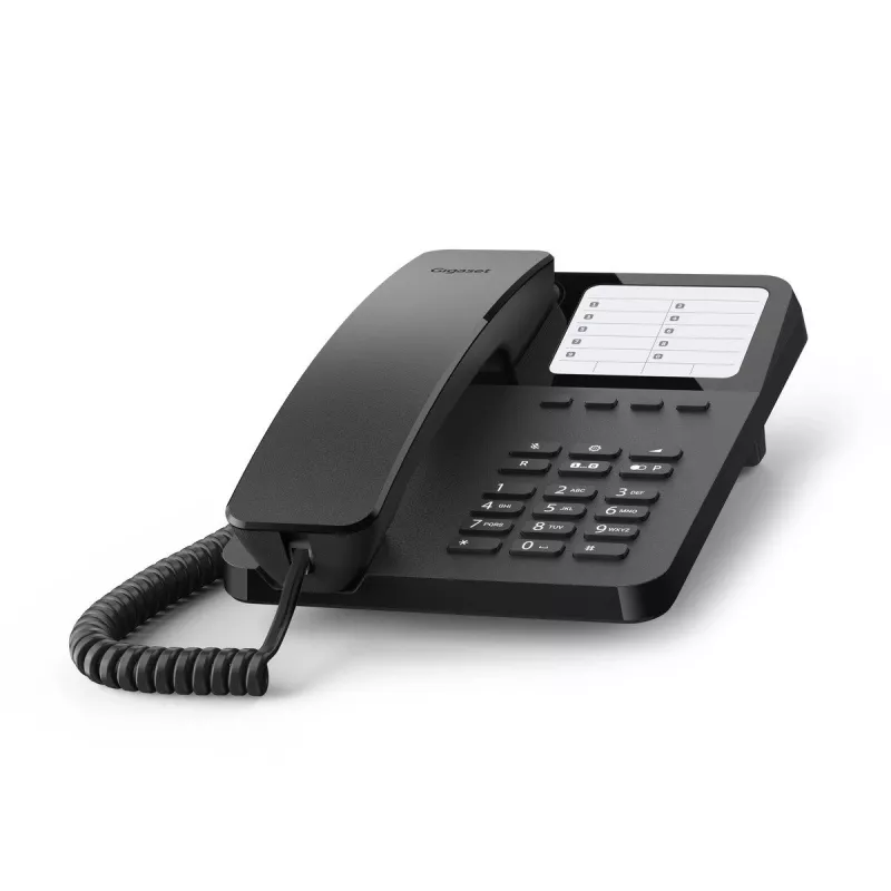 Corded desk phone Gigaset Desk400 — wired desktop telephone, black, model DESK 400