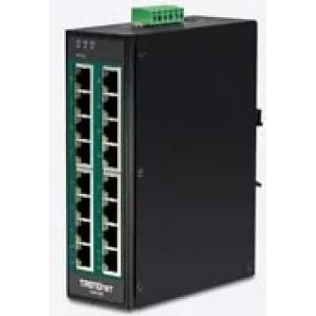 TRENDnet TI-PG160 - Switch - unmanaged - 16 x 10/100/1000 (PoE+) - DIN rail mountable, wall-mountable - PoE+ (240 W)