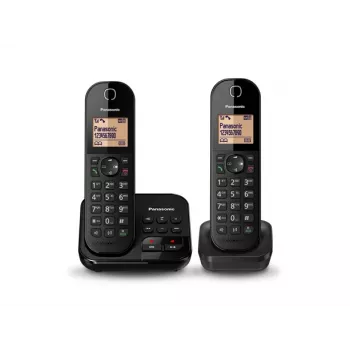 Panasonic KX-TGC422G - Schnurlostelefon - Anrufbeantworter mit Rufnummernanzeige - DECT - Schwarz + zusätzliches Handset (KX-TGC422GB)