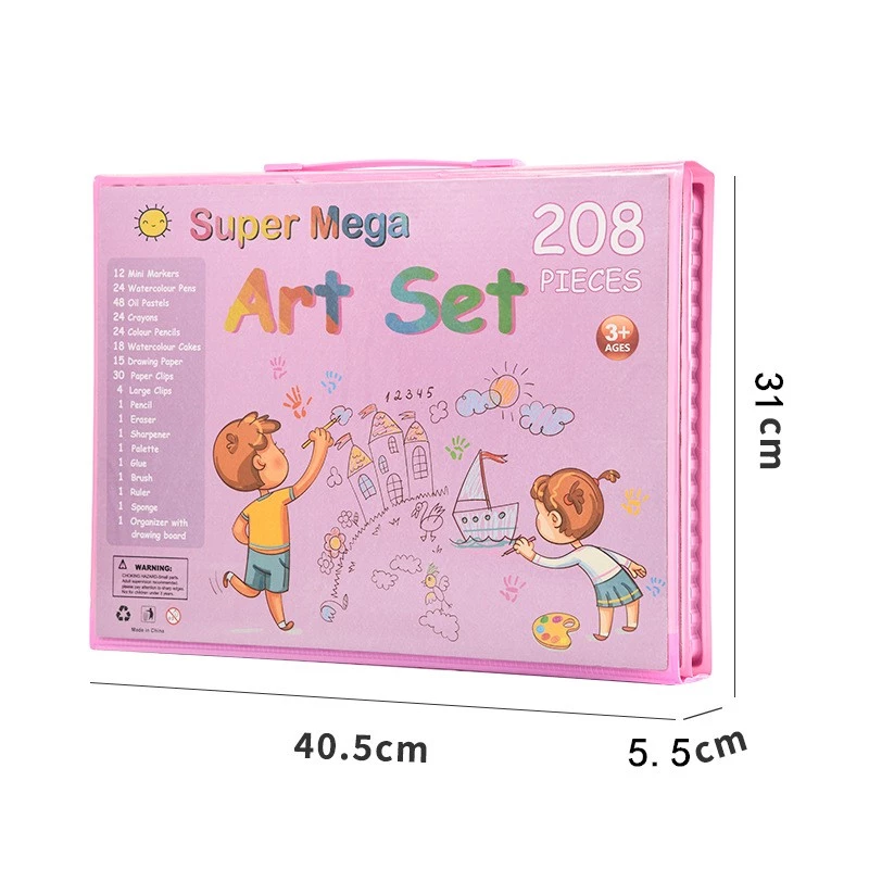 Art set Extralink 208-piece — painting supplies kit with brushes, paints, pencils