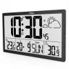 Wall clock GreenBlue GB218 — extra large LCD, weather station, indoor/outdoor temperatures, date display