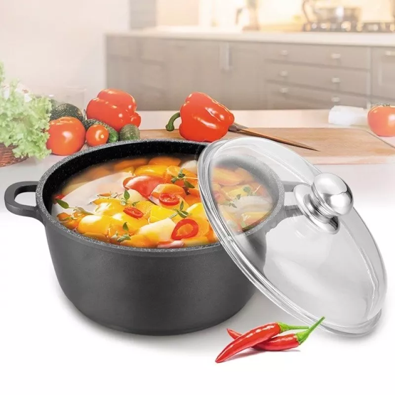 Maestro MR-4624C Pot with lid 24 cm 4 l Black
