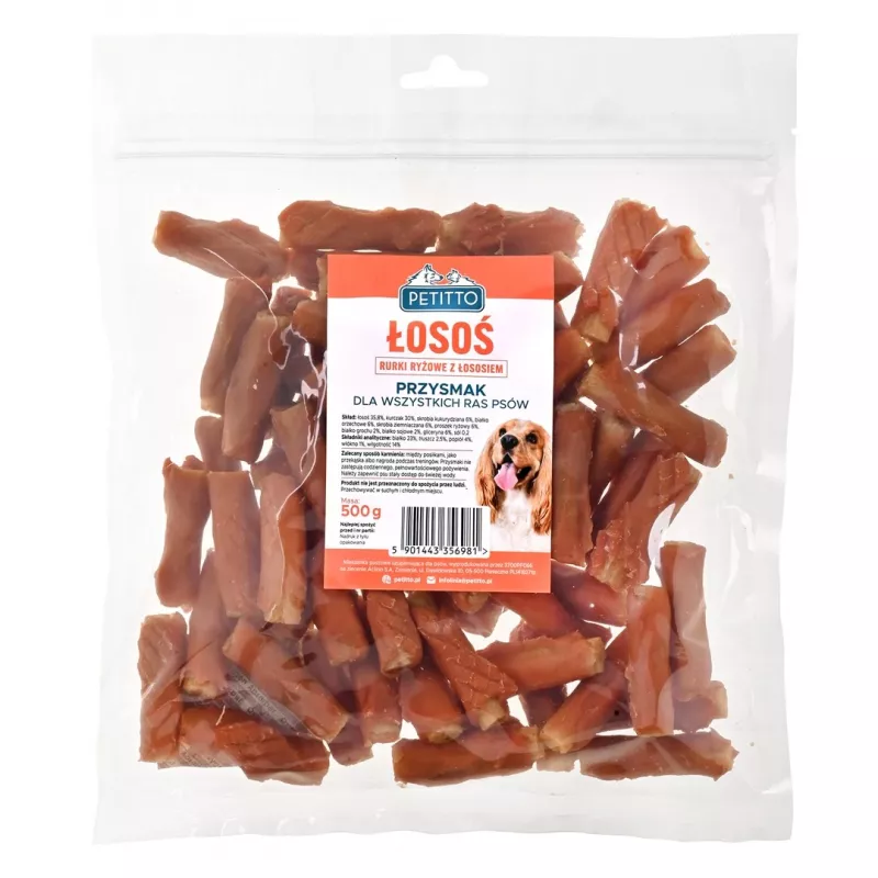 Dog snack PETITTO salmon rice tubes 500 g