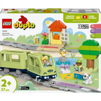 Toy train set LEGO DUPLO Interactive Adventure Railway 10427, 57 pieces, 2 minifigures, for ages 2+