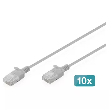 Network patch cable DIGITUS CAT6 U-UTP Slim, 2 m, gray, pack of 10