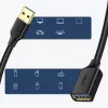 USB 3.0 extension cable adapter UGREEN 10368B — USB A female to USB A male, 1 m, black