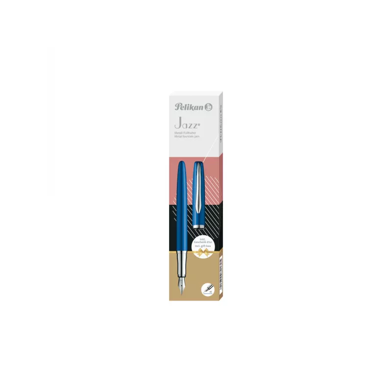 Fountain Pen Pelikan Jazz Noble Elegance P36 Cartridge Filling System Blue Silver