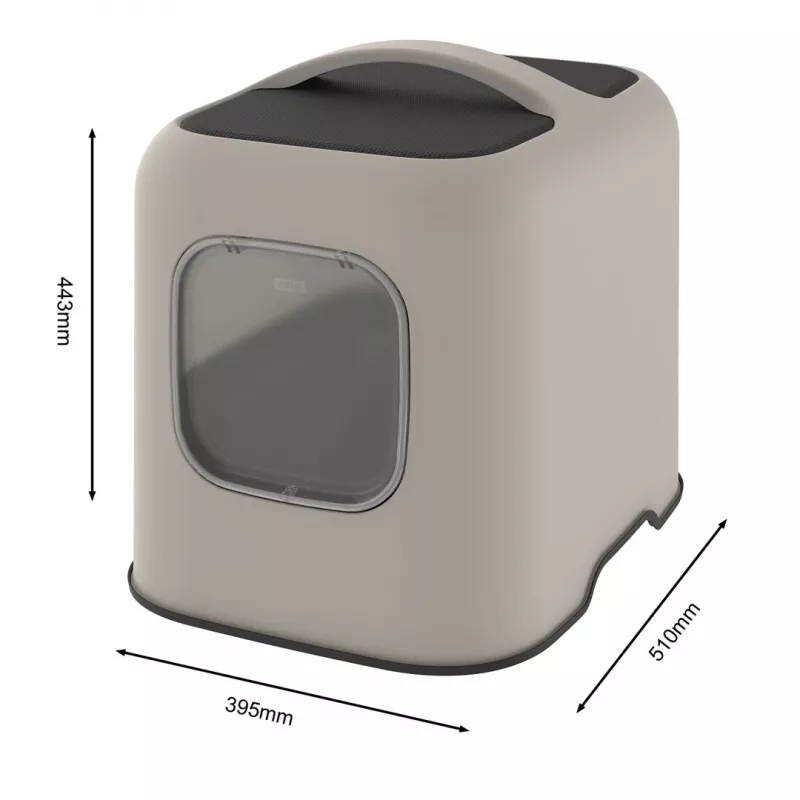Hooded litter box Rotho BIALA Beige 395×510×443 mm, plastic with spatula