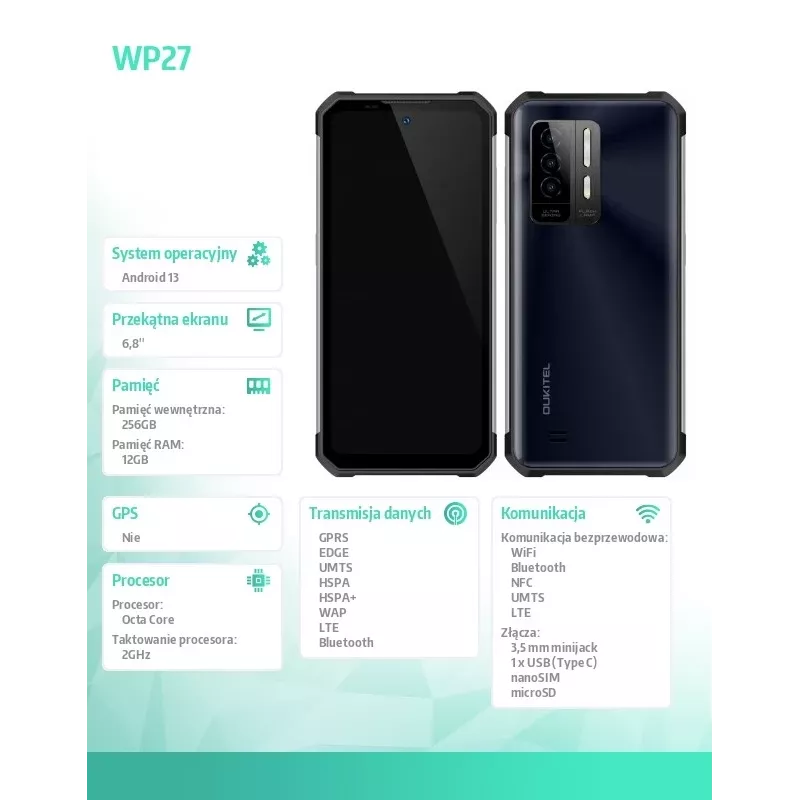 Smartphone Oukitel WP27 6.78 inch 12GB/256GB Black