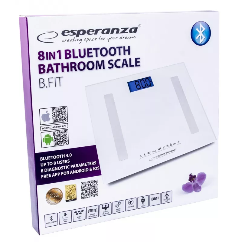 Esperanza EBS016W personal scale Square White Electronic personal scale