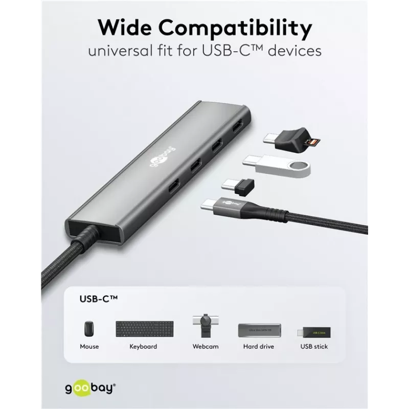 Goobay Slim 4-Port USB-Hub USB-C auf 5 Gbit/s - -Plug> 4x -Socket (76564)