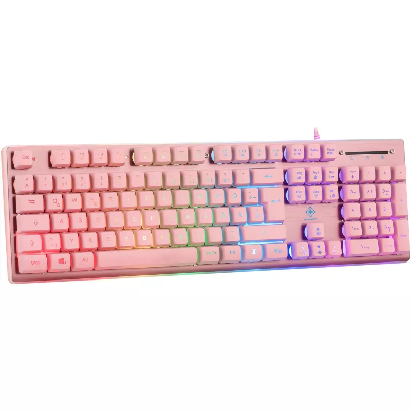 Deltaco GAM-021-RGB-P-DE - full size (100%) - USB - membrane key switch - QWERTZ - Pink