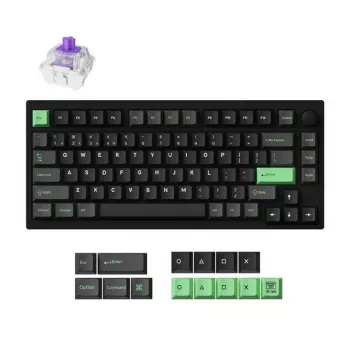 Mechanical keyboard Keychron P1 H-M1Z 75% wired & wireless USB, RF, Bluetooth 5.2, RGB backlight, black, battery up to 100 h, USB-C