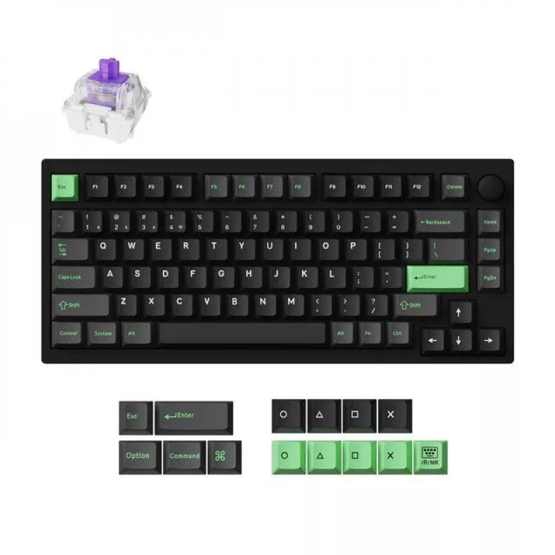 Mechanical keyboard Keychron P1 H-M1Z 75% wired & wireless USB, RF, Bluetooth 5.2, RGB backlight, black, battery up to 100 h, USB-C