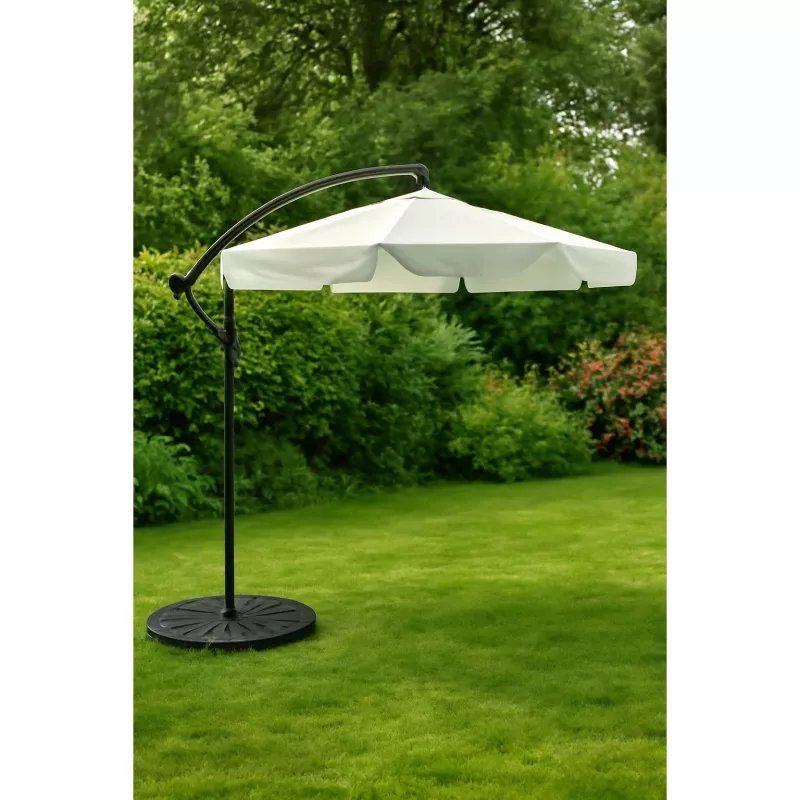 Black Forest Garden Umbrella with Side Panels, Large 3m Beige Cantilever