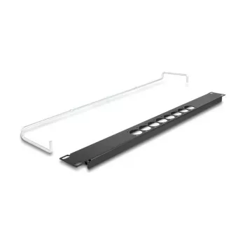 DeLOCK 67060 19-inch D-Type patch panel with strain relief, 8-port centered, 1U, black