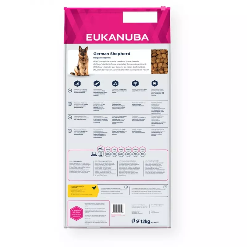 Dry Dog Food EUKANUBA Breed Specific German Shepherd Adult 12 kg, Chicken, Protein 23%, Fat 13%