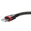 USB-A to Lightning cable Baseus Cafule 2.4A QC 3.0, 1 m — black/red