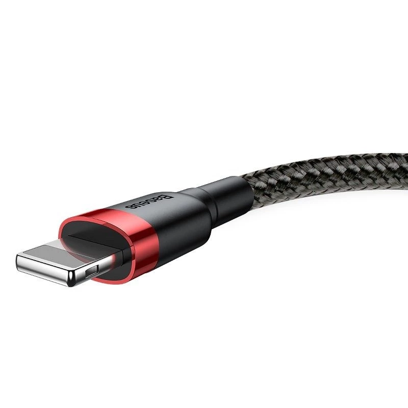 USB-A to Lightning cable Baseus Cafule 2.4A QC 3.0, 1 m — black/red