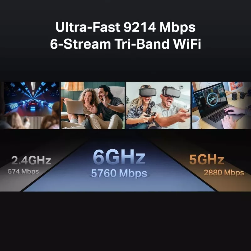 TP-Link Archer BE9300 Tri-Band Wi-Fi 7 Router, Wi-Fi 7 (802.11be), Tri-band (2.4 GHz / 5 GHz / 6 GHz), Ethernet LAN, Black, Tabletop router