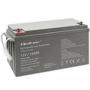 Qoltec 53068 AGM battery | 12V | 150Ah | max. 2250A