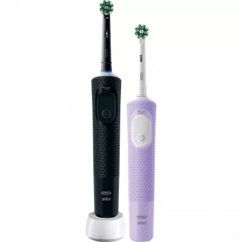 Oral-B Vitality Pro D103 Duo, Elektrische Zahnbürste schwarz/lila, Black/Lilac Violet, inkl. 2. Handstück
