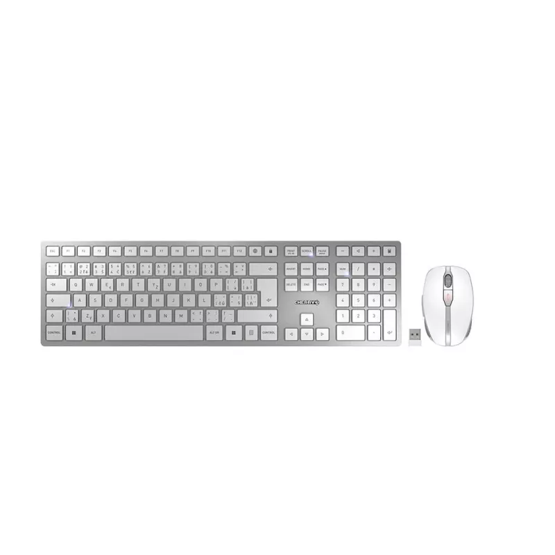 CHERRY DW 9100 SLIM keyboard Mouse included Universal RF Wireless + Bluetooth Czech, Slovakian Silver