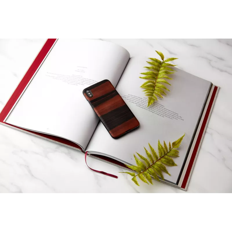 Smartphone case man and wood for iPhone XS Max — ebony black, protective hard back cover