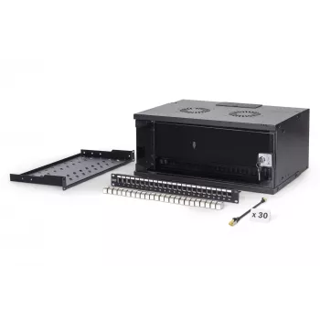 DIGITUS SOHO Pro DN-49201-SET — 19 inch 4U Wall-Mounted Network Cabinet Set, 540x400 mm, IP20, Key Lock, Light Grey
