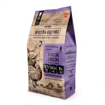 Dry cat food wiejskazagroda COUNTRY FARM Chicken with Duck 10 kg — adult, protein 44%, fat 17%, gluten-free, soy-free