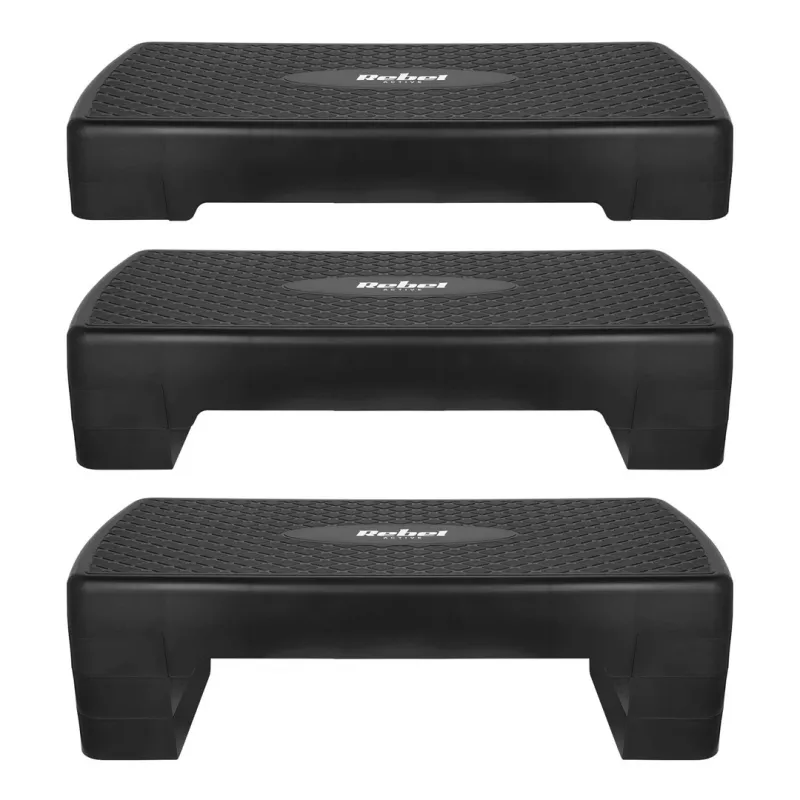 Rebel fitness step platform – 3 height levels, polypropylene, non-slip surface, 680×280 mm