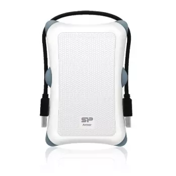 HDD enclosure Silicon Power Armor A30 — 2.5 inch single-bay, USB 3.2 Gen 1, white, plastic/rubber