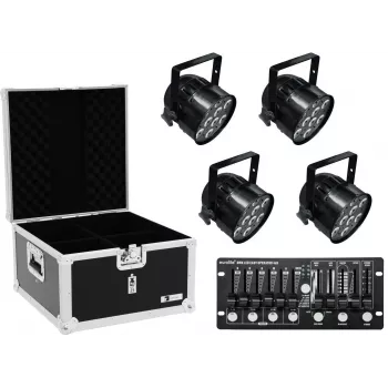 LED PAR-56 lighting set EUROLITE 20000411 — 4x HCL PAR-56 lamps with flight case and controller