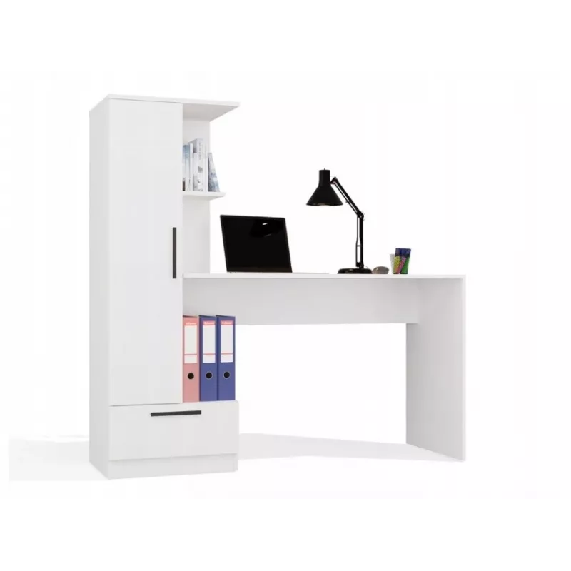 Cosmo Desk + Bookcase Set, White