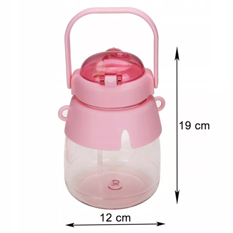Water Bottle Extralink school bottle with straw and lanyard 1 L pink